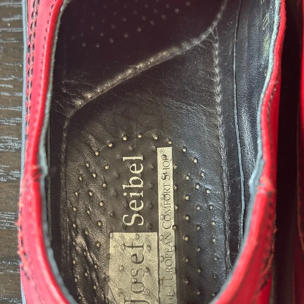 Josef Seibel Women’s Red Leather Loafers Slip-Ons Size 40
